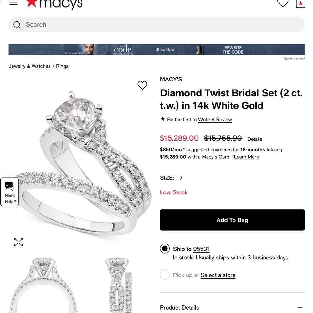 1.5 Carat Diamond Ring 14k White Gold